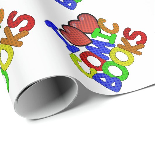 I Liebe Comic Books Geschenkpapier (Rolleneckpunkt)