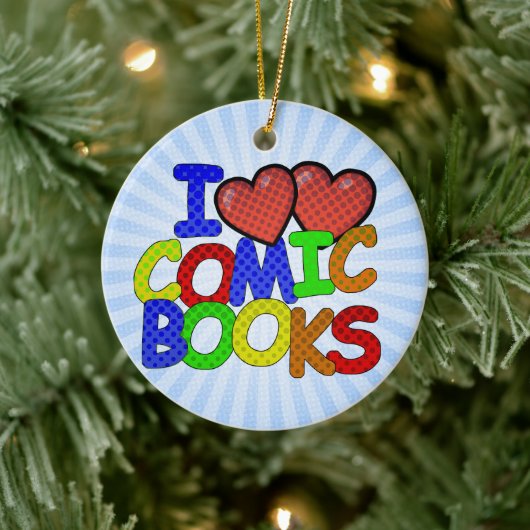 I Liebe Comic Books Keramik Ornament (Baum)