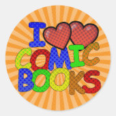 I Liebe Comic Books Runder Aufkleber (Vorderseite)