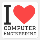 I Liebe Computertechnik Quadratischer Aufkleber (Vorderseite)