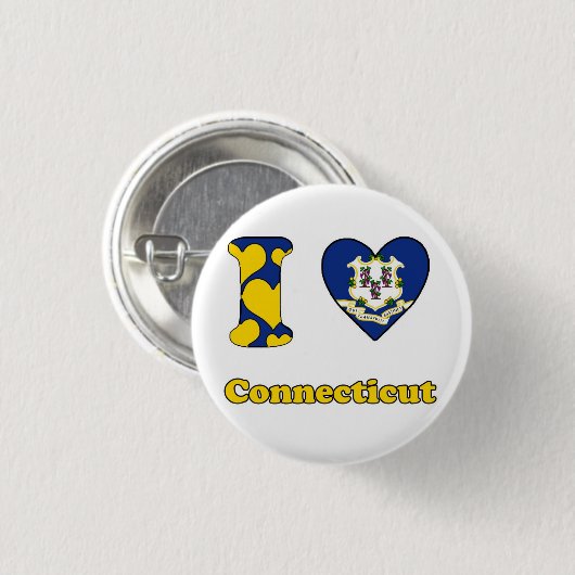 I Liebe Connecticut Button (Vorne & Hinten)