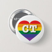 I Liebe Connecticut Gay Pride Rainbow Heart Button (Vorne & Hinten)