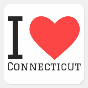 I Liebe Connecticut Quadratischer Aufkleber