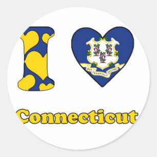 I Liebe Connecticut Runder Aufkleber