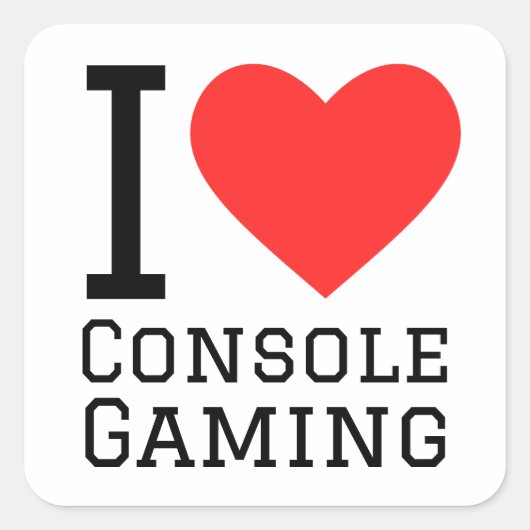I Liebe Console Gaming Quadratischer Aufkleber (Vorderseite)