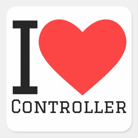 I Liebe-Controller Quadratischer Aufkleber (Vorderseite)