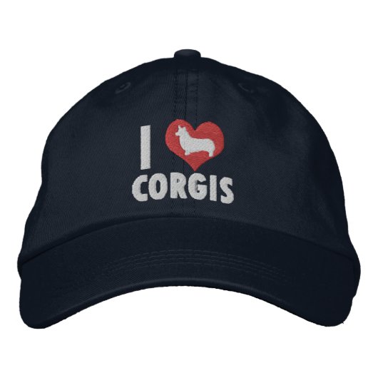 I Liebe Corgis bestickter Hut (Vorderseite)