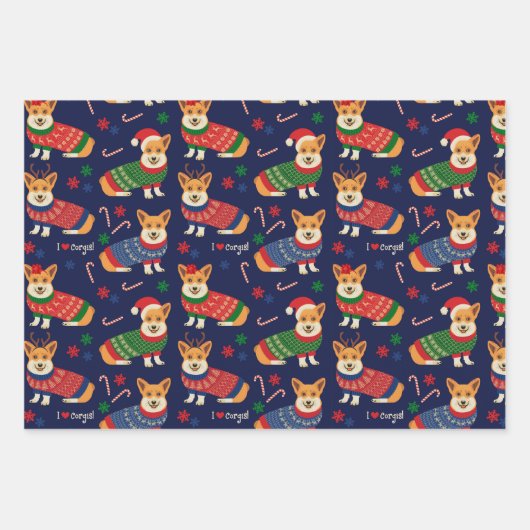 I Liebe Corgis Christmas Sweater Geschenkpapier Set (Vorderseite 2)
