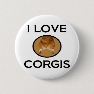 I Liebe Corgis Corgi Hintern Button