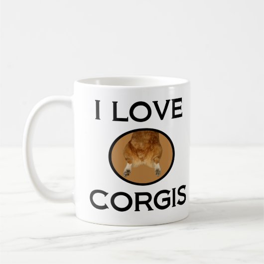 I Liebe Corgis Corgi Hintern Kaffeetasse (Links)