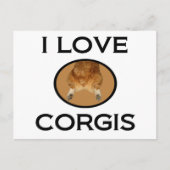 I Liebe Corgis Corgi Hintern Postkarte (Vorderseite)