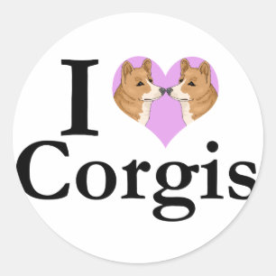 I Liebe Corgis Runder Aufkleber