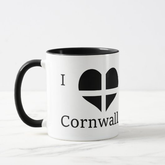 I Liebe Cornwall Kernow St Piran Flag Herzdesign Tasse (Links)