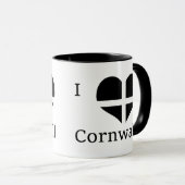 I Liebe Cornwall Kernow St Piran Flag Herzdesign Tasse (VorderseiteRechts)