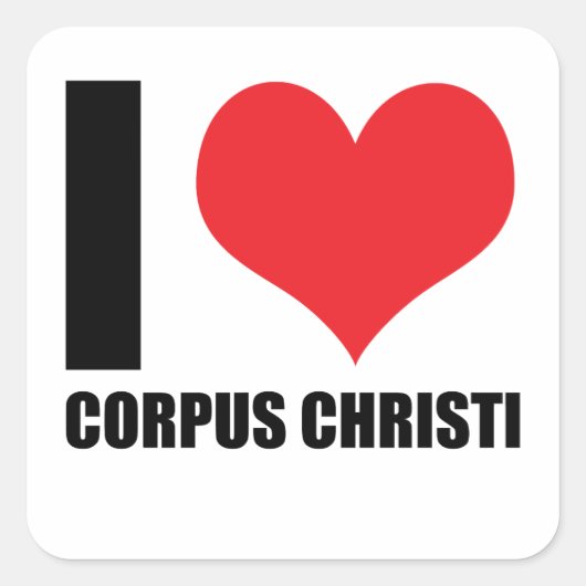 I Liebe Corpus Christi Quadratischer Aufkleber (Vorderseite)