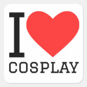 I Liebe Cosplay Quadratischer Aufkleber (Vorderseite)