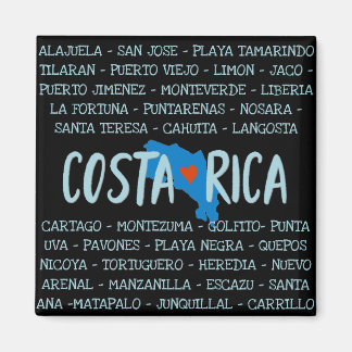 I Liebe Costa Rica Karte Namen der Städte Souvenir Magnet