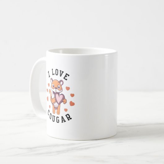 I Liebe Cougar Cool Design Kaffeetasse (Vorderseite Links)