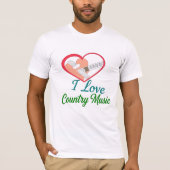 I Liebe Country Music - Herz- und Gitarrendesign T-Shirt (Vorderseite)