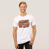 I Liebe Country Music - Retro Western Style Design Tri-Blend Shirt (Vorderseite voll)