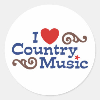 I Liebe Country Music Runder Aufkleber