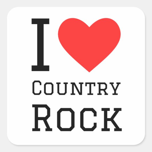 I Liebe Country Rock Quadratischer Aufkleber (Vorderseite)