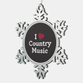 I Liebe-Countrymusik Schneeflocken Zinn-Ornament (Rechts)