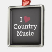 I Liebe-Countrymusik Silbernes Ornament (Links)