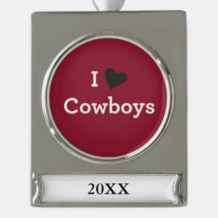I Liebe-Cowboys Banner-Ornament Silber