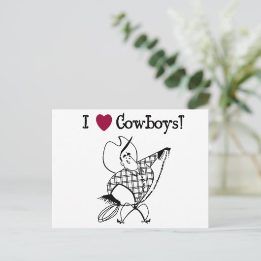I Liebe Cowboys Postkarte (Stehend Vorderseite)