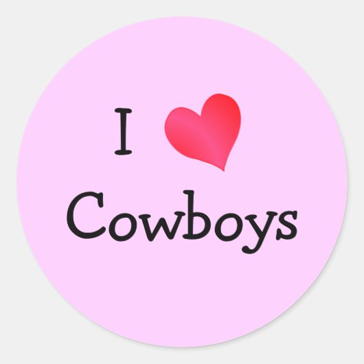 I Liebe Cowboys Runder Aufkleber (Vorderseite)