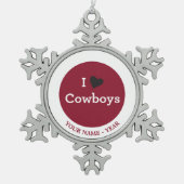 I Liebe-Cowboys Schneeflocken Zinn-Ornament (Vorderseite)