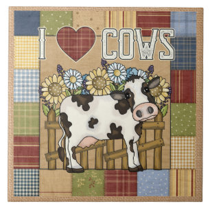 I Liebe Cows Country Patchwork Fliese