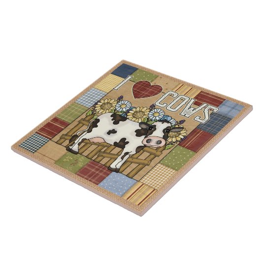I Liebe Cows Country Patchwork Fliese (Seite)