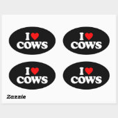 I LIEBE COWS OVALER AUFKLEBER (Blatt)