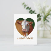 I LIEBE COWS POSTKARTE (Stehend Vorderseite)