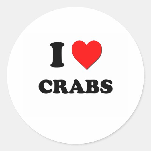 I Liebe Crabs Runder Aufkleber (Vorderseite)
