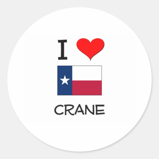 I Liebe Crane Texas Runder Aufkleber (Vorderseite)