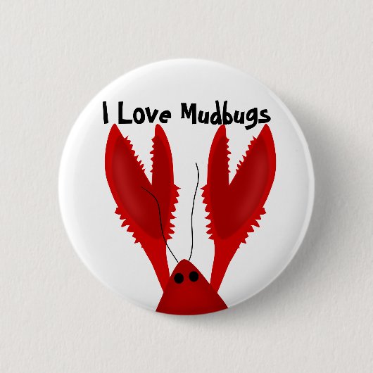 I Liebe Crawfish Mudbugs Button (Vorderseite)