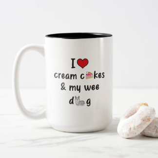 I Liebe Cream Cakes & My Wee Hund Zweifarbige Tasse