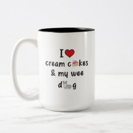 I Liebe Cream Cakes & My Wee Hund Zweifarbige Tasse
