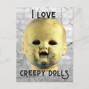 I Liebe Creepy Dolls - Puppenkopf Postkarte