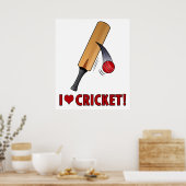 I Liebe Cricket Bat and Ball Poster (Küche)