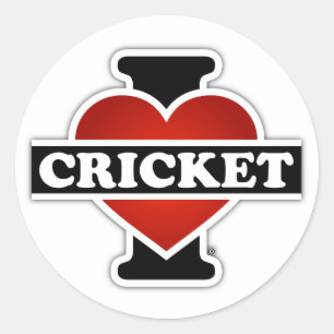 I Liebe Cricket Runder Aufkleber