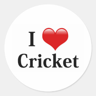 I Liebe Cricket Runder Aufkleber