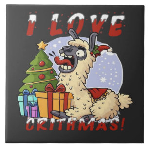 I LIEBE CRITHMAS Llama Fliese