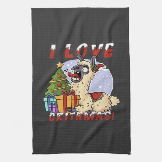 I LIEBE CRITHMAS Llama Geschirrtuch (Vertikal)