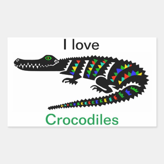 I Liebe CROCODILES - Tierfreund - Reptil Rechteckiger Aufkleber (Vorderseite)