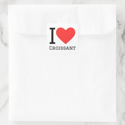 I Liebe Croissants Quadratischer Aufkleber (Tasche)