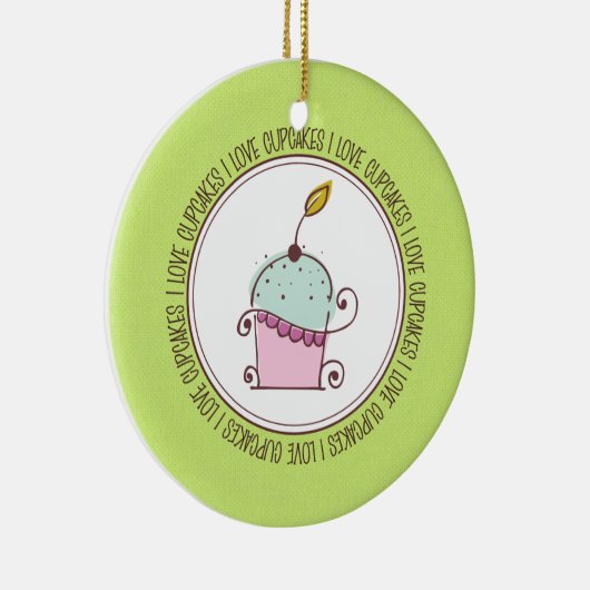 I Liebe Cupcakes Keramik Weihnachtsschmuck (Rechts)
